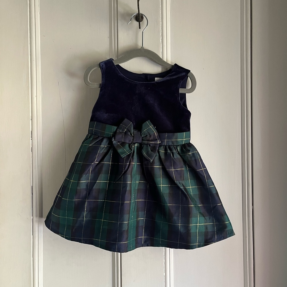 The Children's Place Navy and Green Plaid Formal Dress